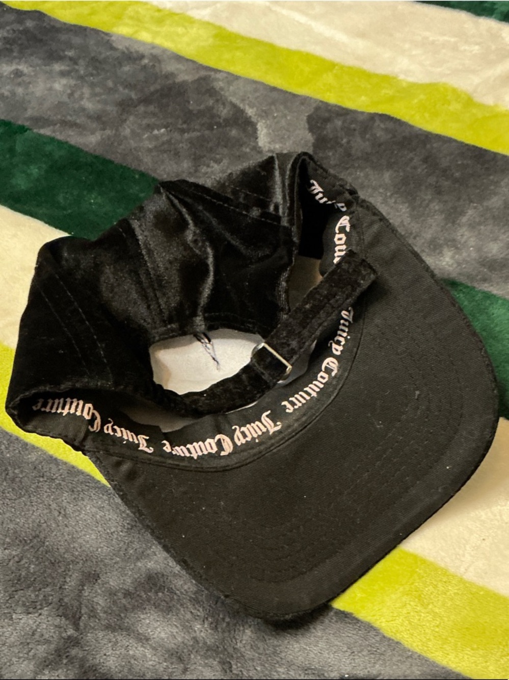 Juicy Couture Black Velvet Rhinestone Logo Cap - Picture 6 of 8